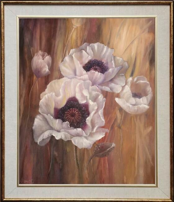 Maki Łąka, ręcznie molowany olejny, L. Olbrycht