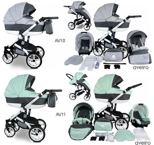 Wózek Dziecięcy Aveiro 4w1 Fotelik Samochodowy Baza Isofix