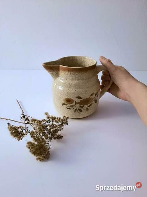 Dzbanek duży prl vintage kwiaty porcelit ceramika unikat