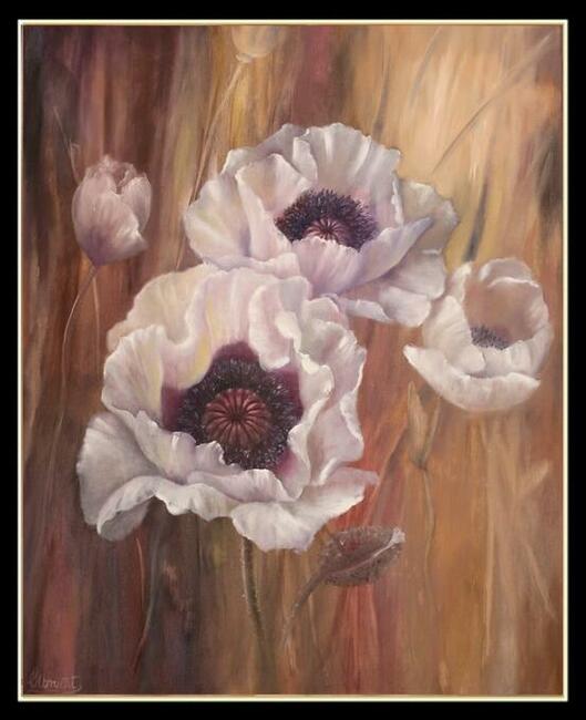 Maki Łąka, ręcznie molowany olejny, L. Olbrycht