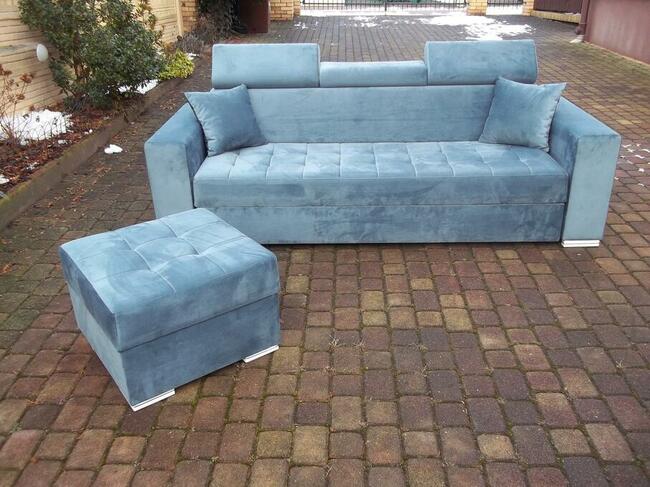 Kanapa z dostawiana pufa - solidna-sprezyny Bonell