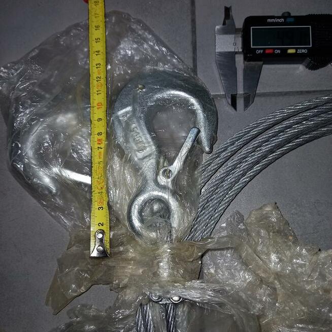 2x nowa lina stalowa ocynkowana~6.8m +2 haki 500KG+zaciski