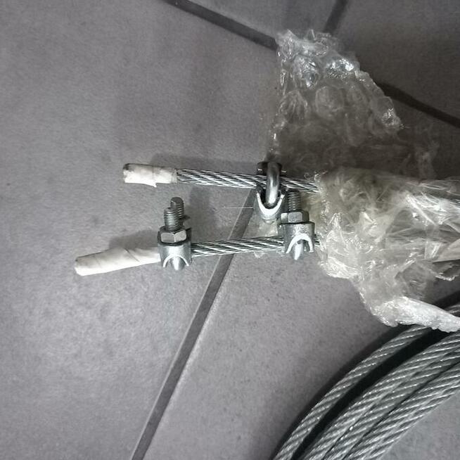 2x nowa lina stalowa ocynkowana~6.8m +2 haki 500KG+zaciski