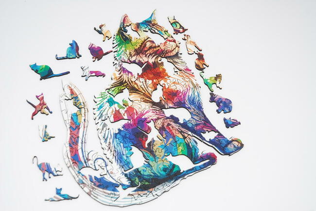 Puzzle Drewniane Premium EKO Układanka KOT 200 el. Rozmiar L