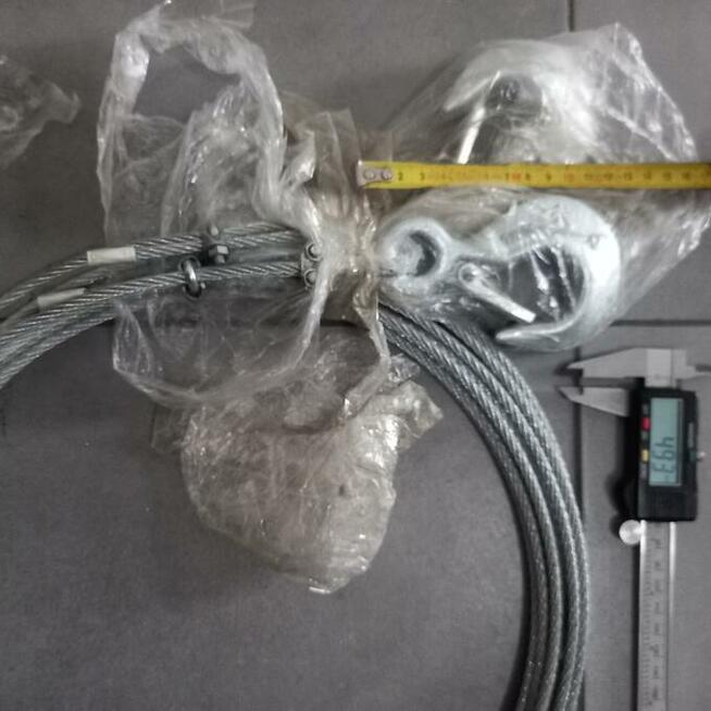 2x nowa lina stalowa ocynkowana~6.8m +2 haki 500KG+zaciski