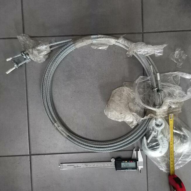 2x nowa lina stalowa ocynkowana~6.8m +2 haki 500KG+zaciski