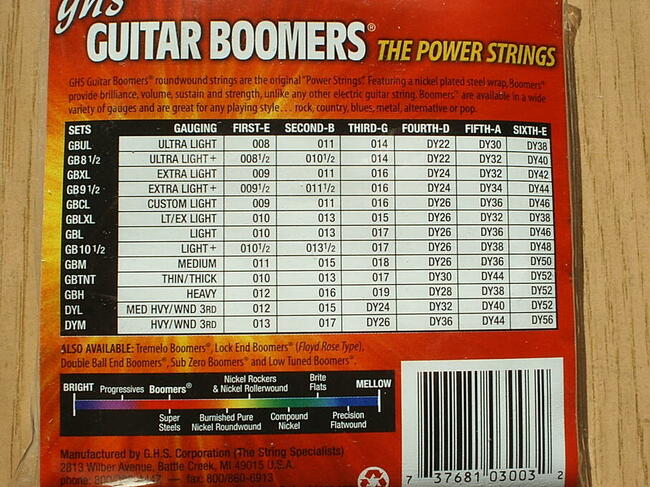 Różne struny stalowe do gitar elektrycznych