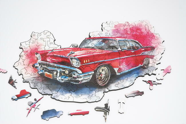 Puzzle Drewniane Premium EKO Układanka Retro Car 140 el. Roz