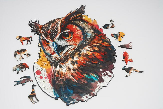 Puzzle Drewniane Premium EKO Układanka SOWA 123 el. Rozmiar