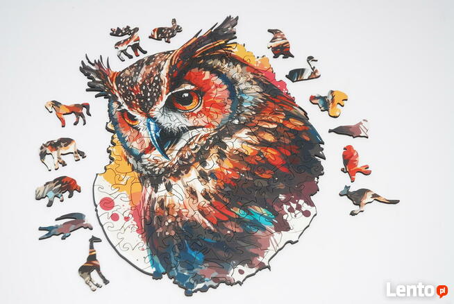 Puzzle Drewniane Premium EKO Układanka SOWA 123 el. Rozmiar