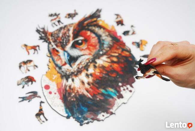 Puzzle Drewniane Premium EKO Układanka SOWA 123 el. Rozmiar