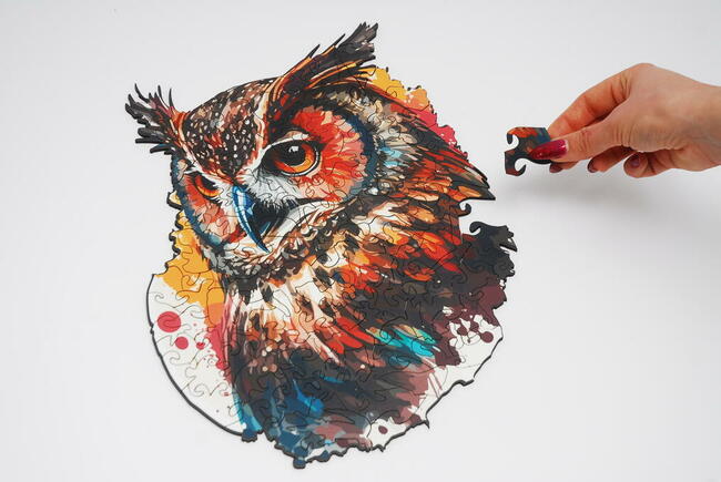 Puzzle Drewniane Premium EKO Układanka SOWA 123 el. Rozmiar