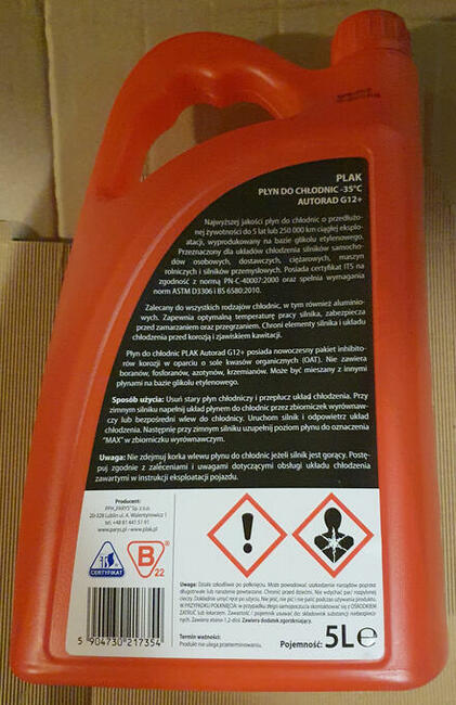 PLAK AUTORAD G12+ Płyn Do Chłodnic -35c 5L