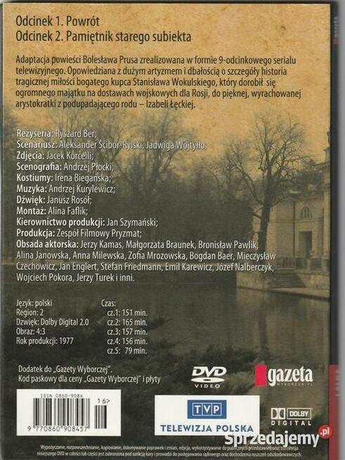 Lalka Bolesław Prus ZESTAW 2 DVD: część 1, 2