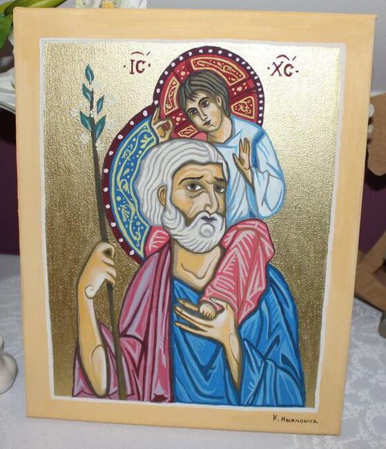 obraz olejny Święty Józef i Jezus Chrystus ikona