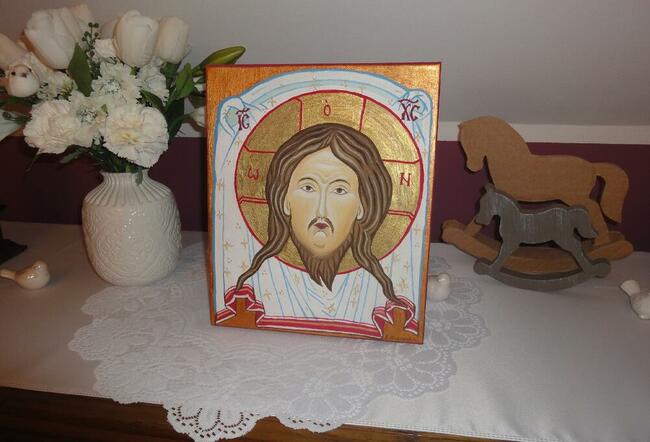 obraz olejny Mandylion ikona oblicze Jezus Chrystus