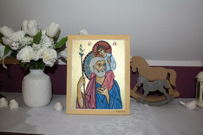 obraz olejny Święty Józef i Jezus Chrystus ikona