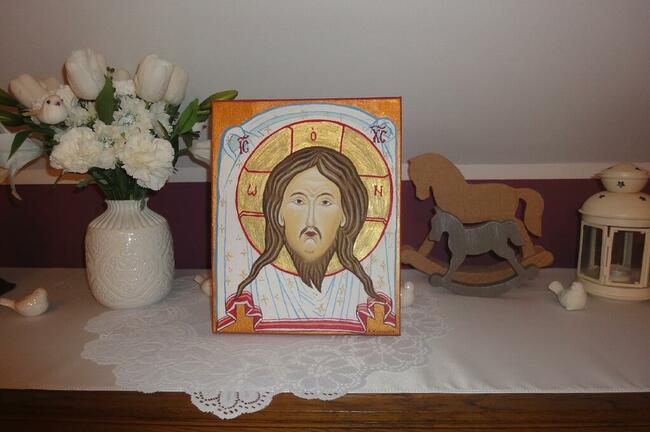 obraz olejny Mandylion ikona oblicze Jezus Chrystus