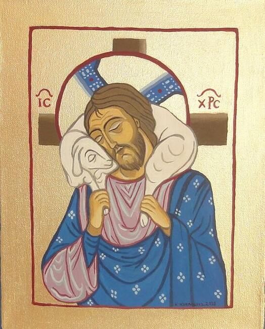 obraz olejny Jezus Chrystus dobry pasterz ikona Wielkanoc