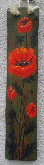 Kwiaty. Obraz na desce sosnowej