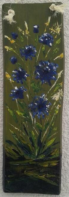 Kwiaty. Obraz na desce sosnowej