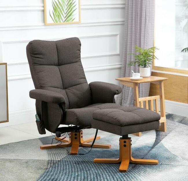 Fotel masujący że schowkiem na podnóżek