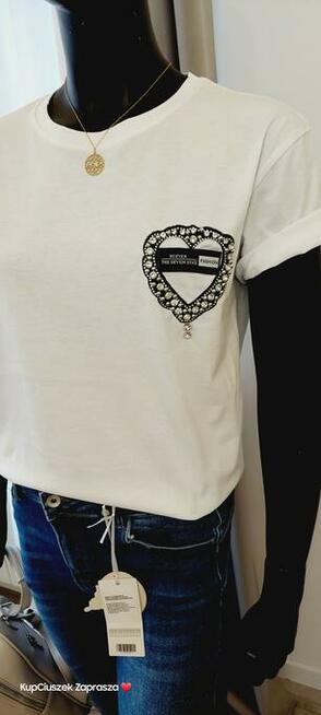 Serce biały T shiry Rozmiar S M