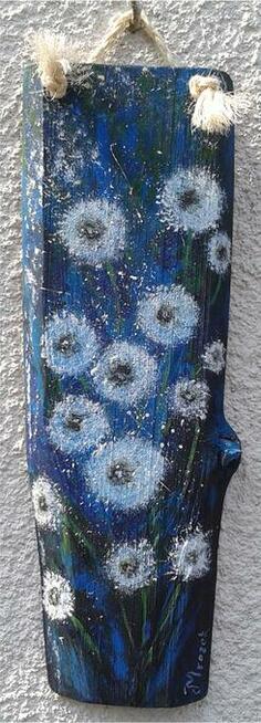 Kwiaty. Obraz na desce sosnowej