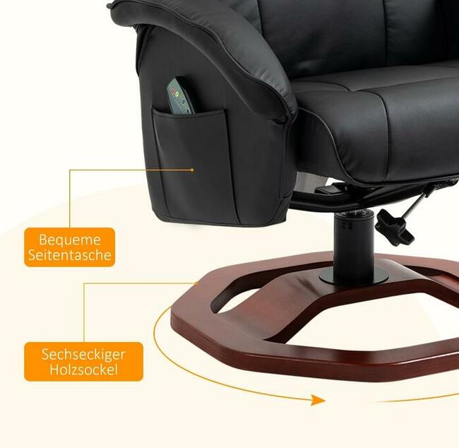 Fotel masujący z podnóżkiem 10 punktów masażu