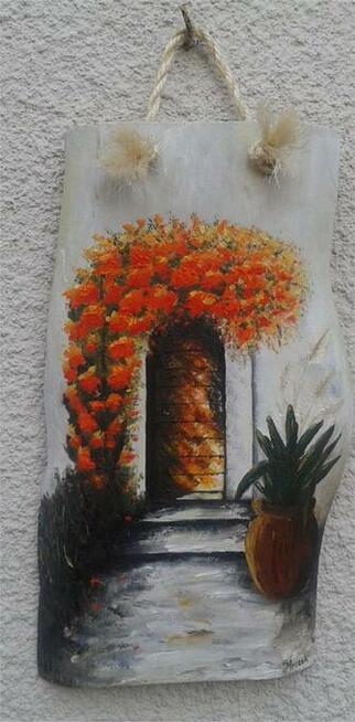 Kwiaty. Obraz na desce sosnowej