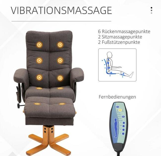 Fotel masujący że schowkiem na podnóżek