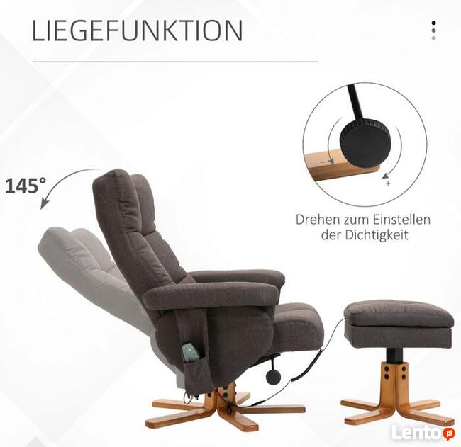 Fotel masujący że schowkiem na podnóżek