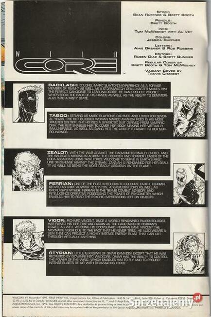 WILD CORE 1/97 Komiks Kanada