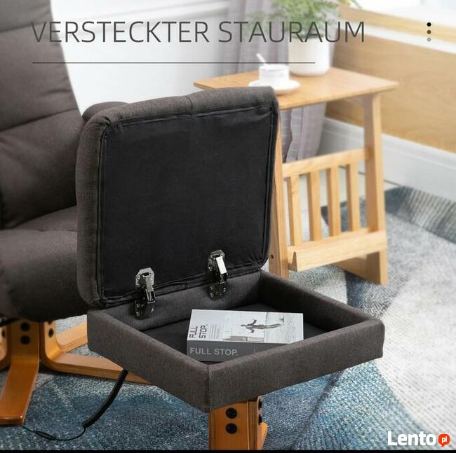 Fotel masujący że schowkiem na podnóżek