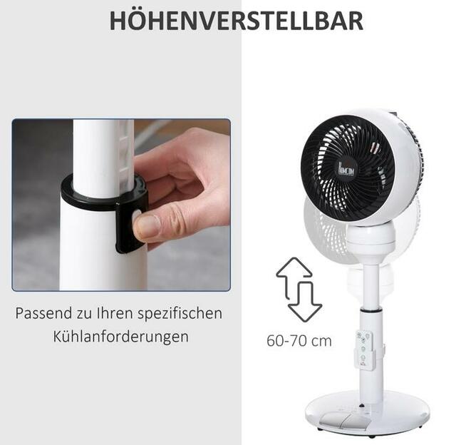 Wentylator stojący z timerem 7h z pilotem