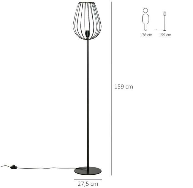 Lampa podłogowa z metalową podstawą z przełącznikiem łącznym