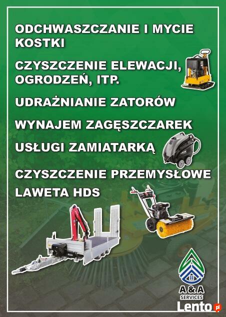 Wynajem zagęszczarka gruntowa, zamiatarka, myjka, laweta HDS