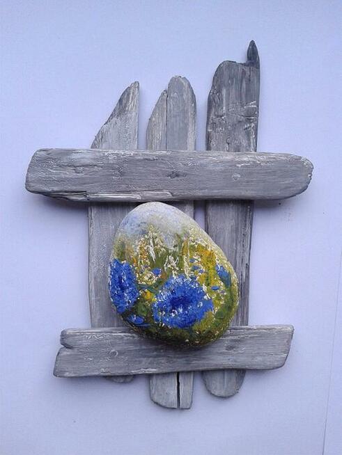 Kwiaty. Obraz na desce sosnowej