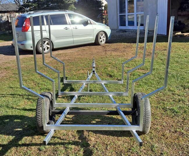 Przyczepa 3w1 na 2 mauzery 1000l kłonnice na drewno skrzynia