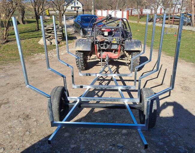 Przyczepa 3w1 na 2 mauzery 1000l kłonnice na drewno skrzynia