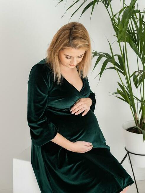 Nowa Sukienka pluszowa KELLY butelkowa zieleń L