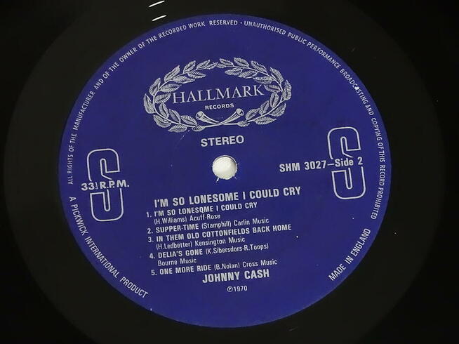 Johnny Cash – Im So Lonesome I Could Cry Vinyl LP 1970 r.