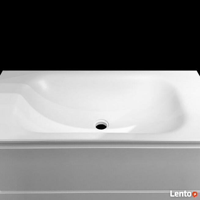 Szafka łazienkowa z umywalką wygiętą z blatu kompozytowego