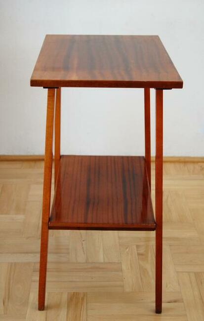 Stolik pod radio i TV, PRL, modernizm, mahoń