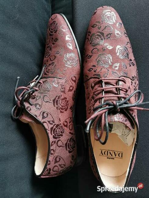 Eleganckie półbuty Rozm.44 BORDO Skóra JAK NOWE