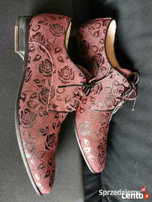 Eleganckie półbuty Rozm.44 BORDO Skóra JAK NOWE