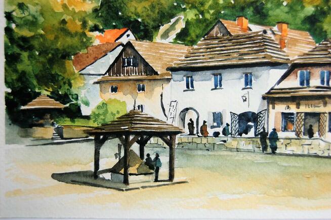 Kazimierz Dolny, pejzaż, akwarela bez ramy, obraz, Stefański