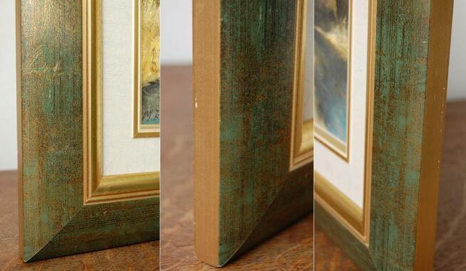 Pejzaż las rzeka obraz olejny ręcznie malowany M. Rojewski