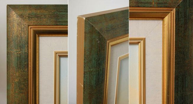 Pejzaż las rzeka obraz olejny ręcznie malowany M. Rojewski