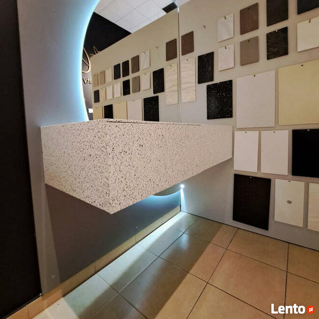 Monolityczna szafka kompozytowa z umywalką. -50!